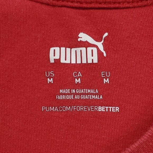 Puma Pullover Casual Short Sleeve Graphic T-Shirt Youth Boys Size Medium M Red - Picture 3 of 9